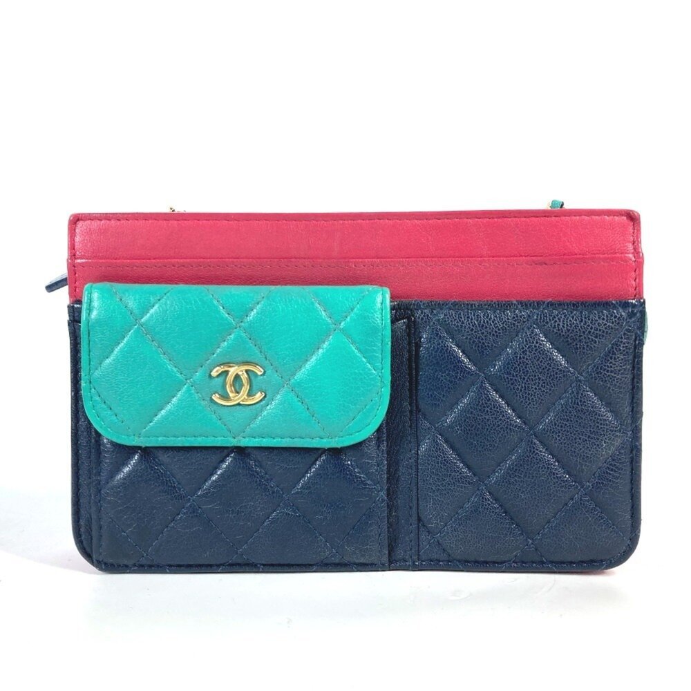 CHANEL Pink Caviar Leather Logo Pochette Shoulder Bag